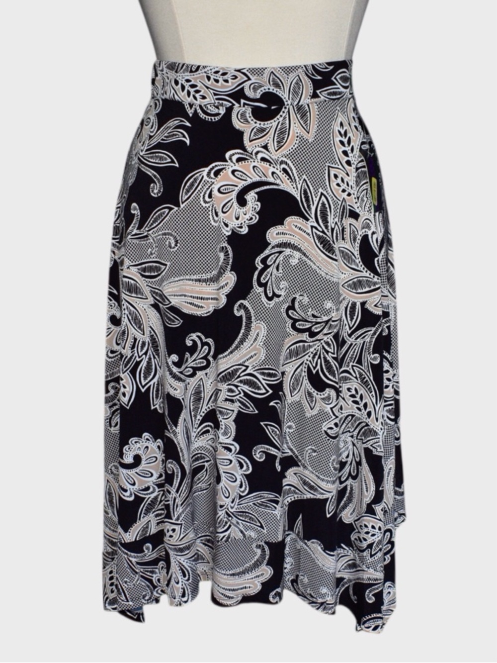Allison‎ Daley Petite Paisley Print Handkerchief Hem Midi Skirt